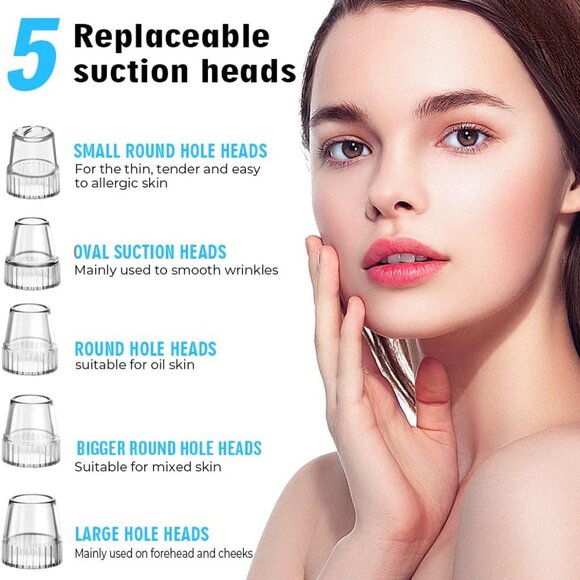 USB Pore Blackhead Remover Vacuum + Steel Blackhead Remover Pimple Popper Tool - Picture 4 of 15